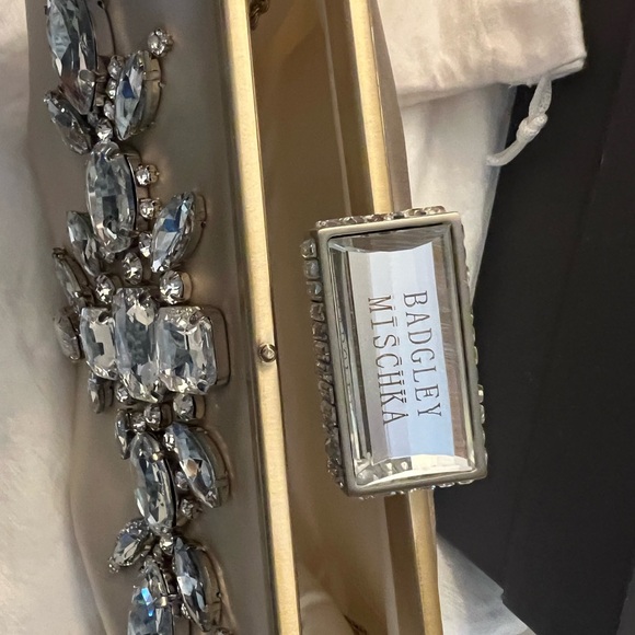 Badgley Mischka Jeweled Snap Clutch Ivory - Picture 3 of 11